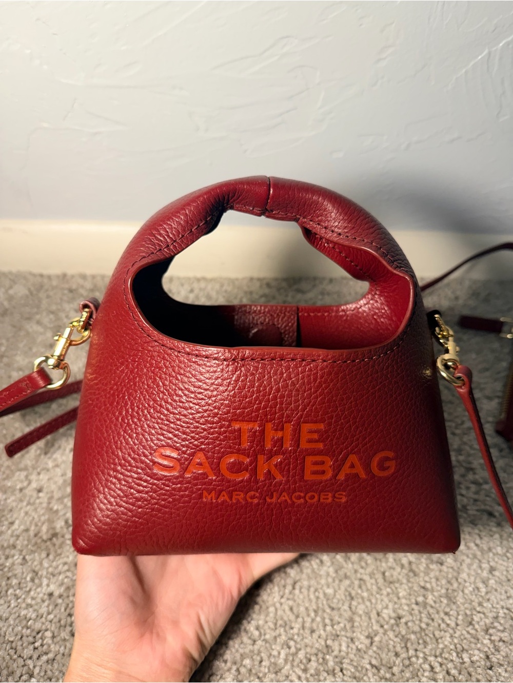 Marc Jacobs Mini Sack Bag in Burgundy